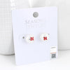 Nebraska Logo Pearl Stud Earrings