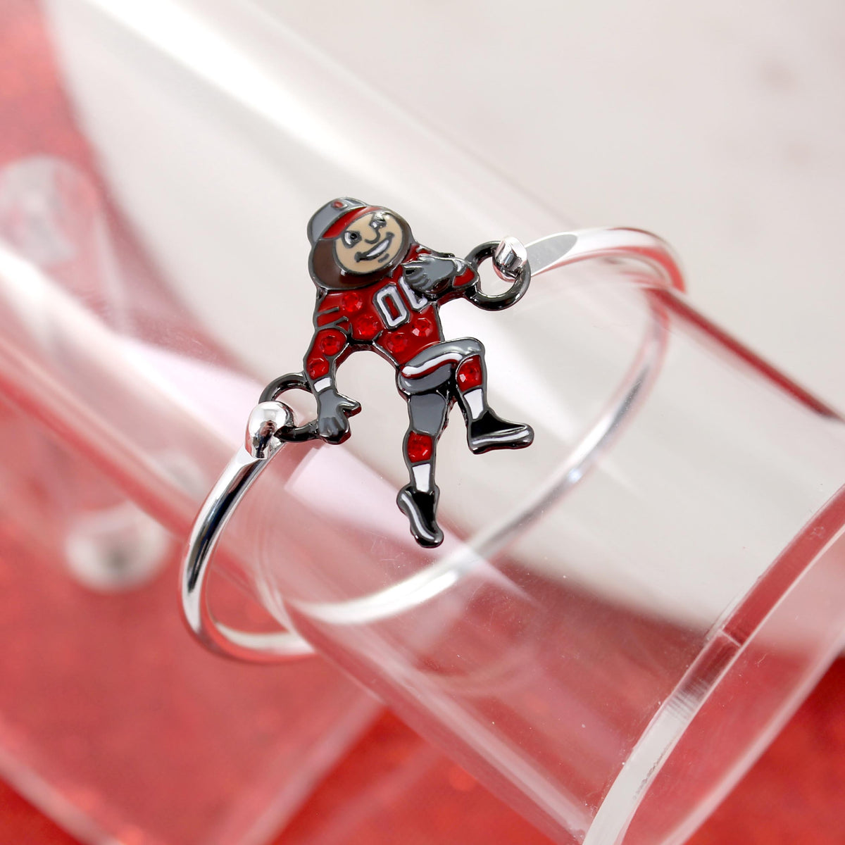 Ohio State Crystal Mascot Logo Cuff Bracelet