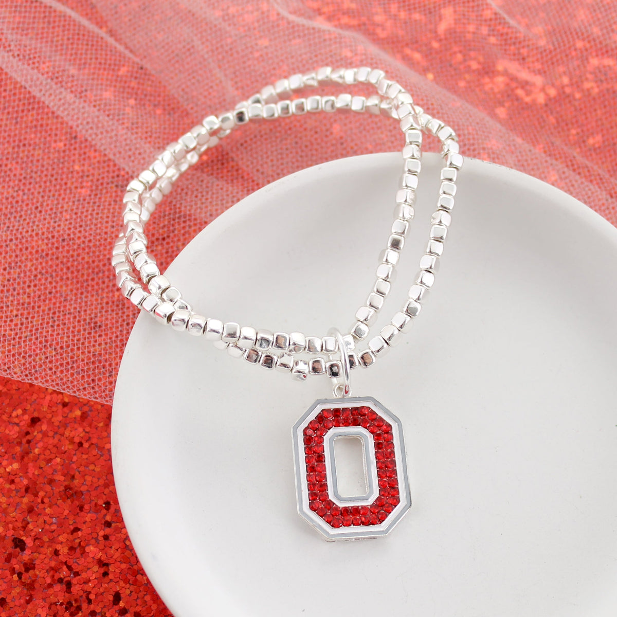 Ohio State Crystal Logo Stretch Bracelet