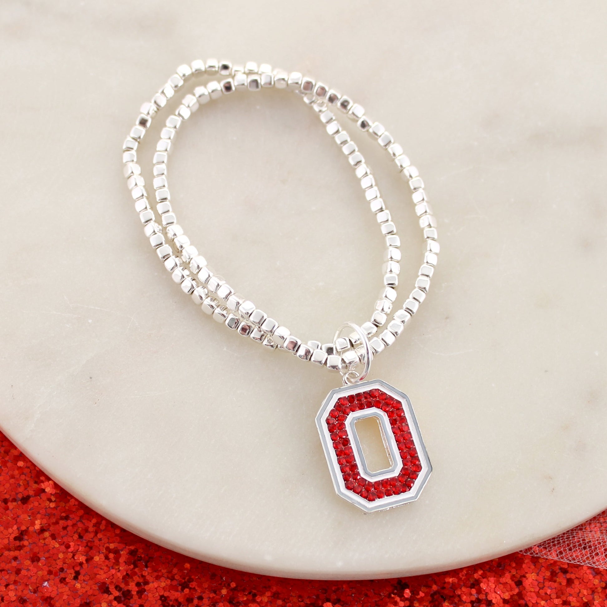 Ohio State Crystal Logo Stretch Bracelet