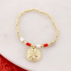Ohio State Gold & Tube Bead Stretch Bracelet