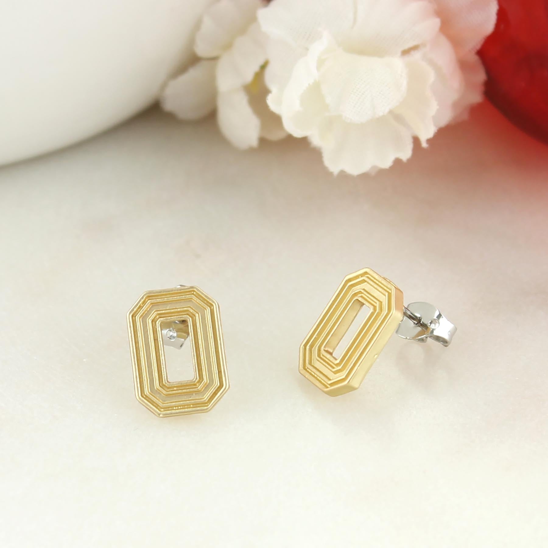 Ohio State Matte Gold Logo Stud Earrings