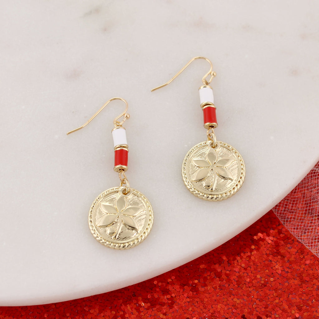 Ohio State Gold & Tube Bead Earrings