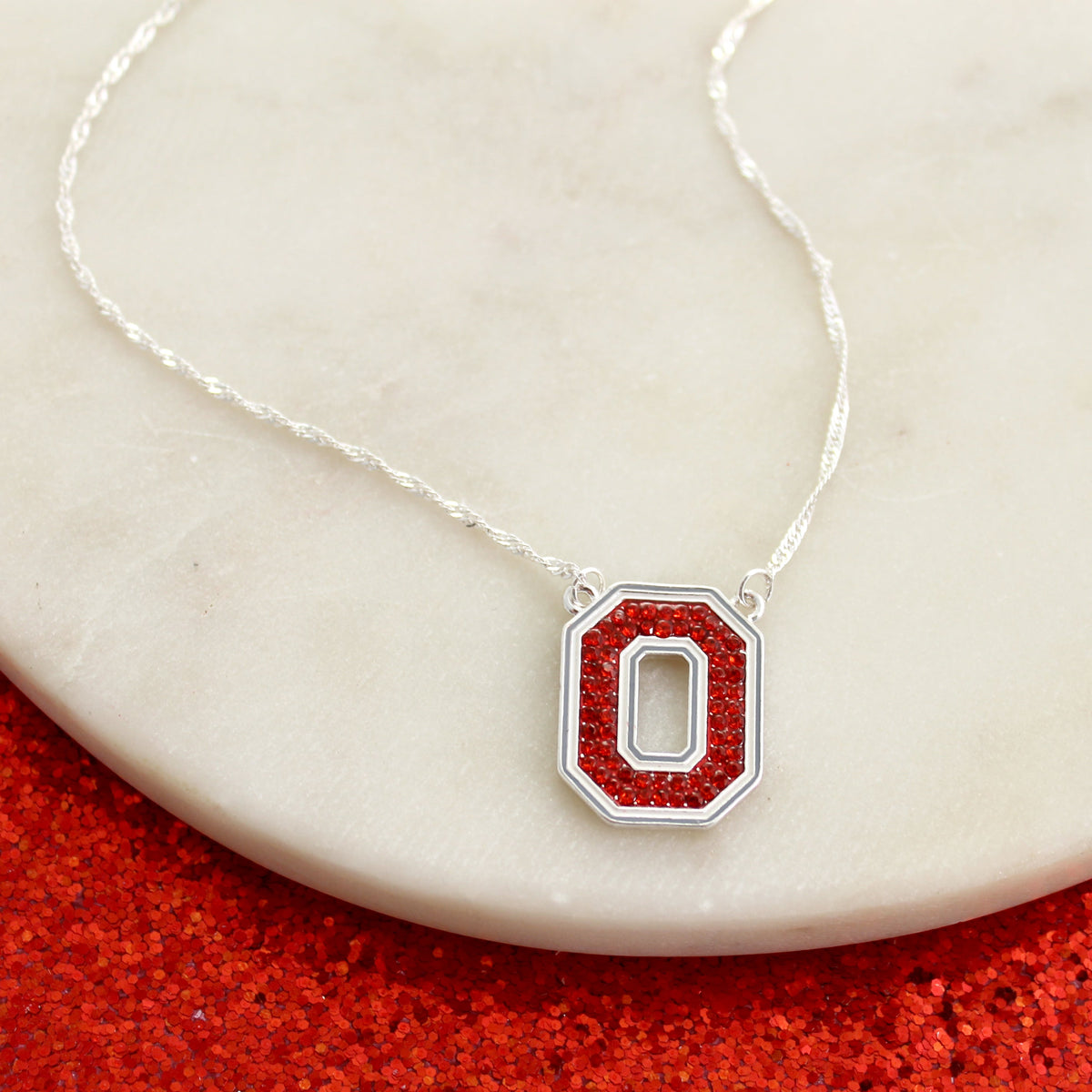 Ohio State Crystal Logo Necklace