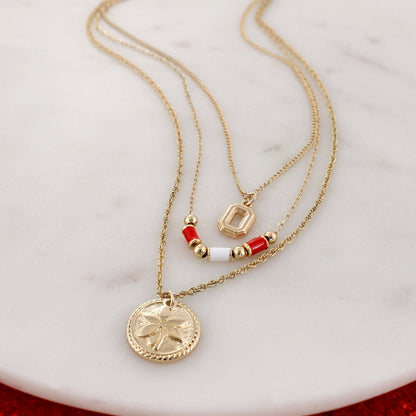 Ohio State Gold & Tube Bead Trio Necklace Set
