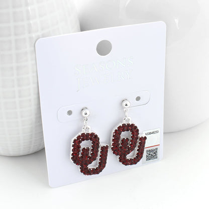 Oklahoma Crystal Logo Earrings