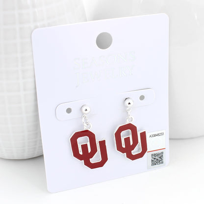 Oklahoma Enamel Logo Earrings