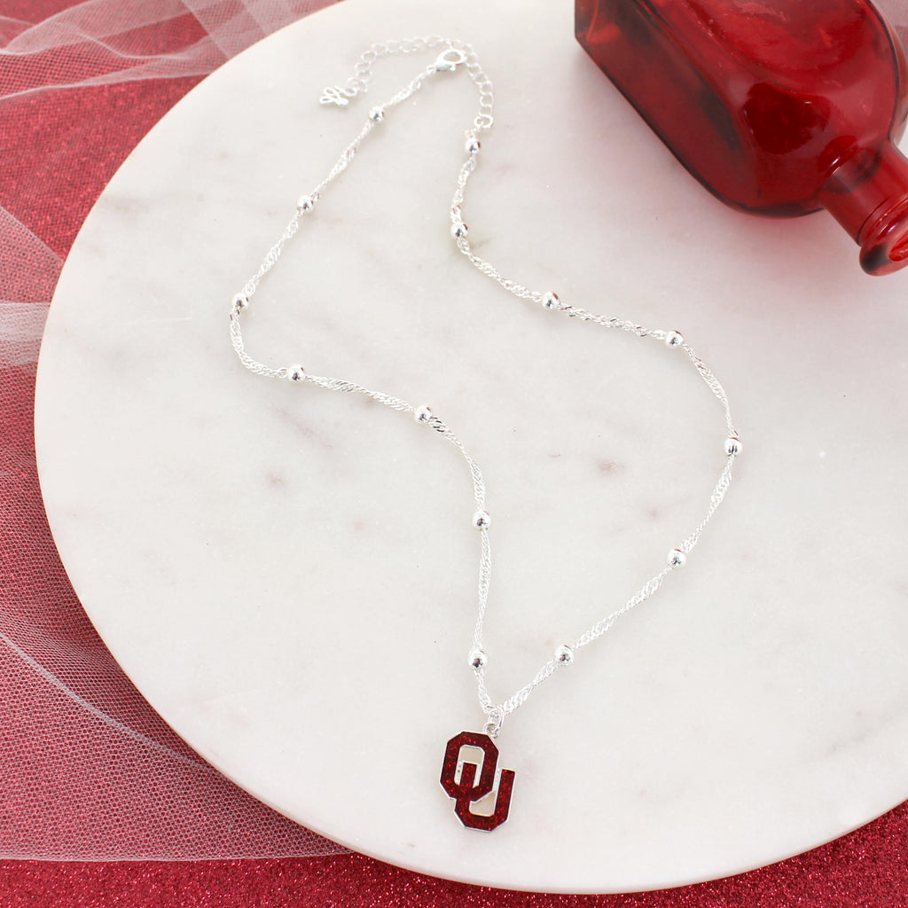Oklahoma Glitter Enamel Logo Necklace