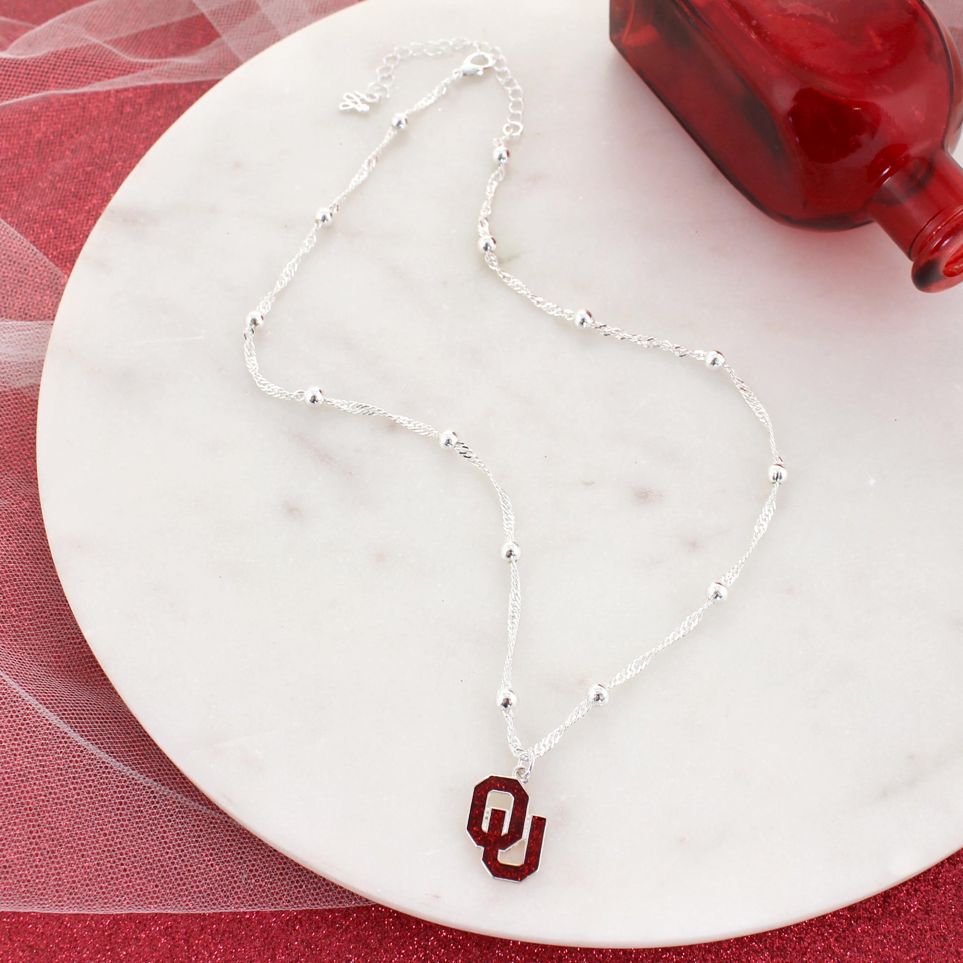 Oklahoma Glitter Enamel Logo Necklace