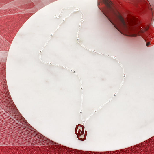 Oklahoma Glitter Enamel Logo Necklace