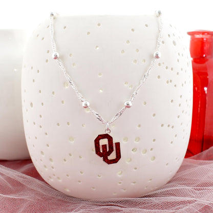 Oklahoma Glitter Enamel Logo Necklace