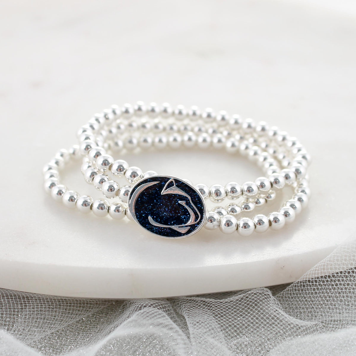 Penn State Glitter Enamel Logo Stretch Bracelet Set