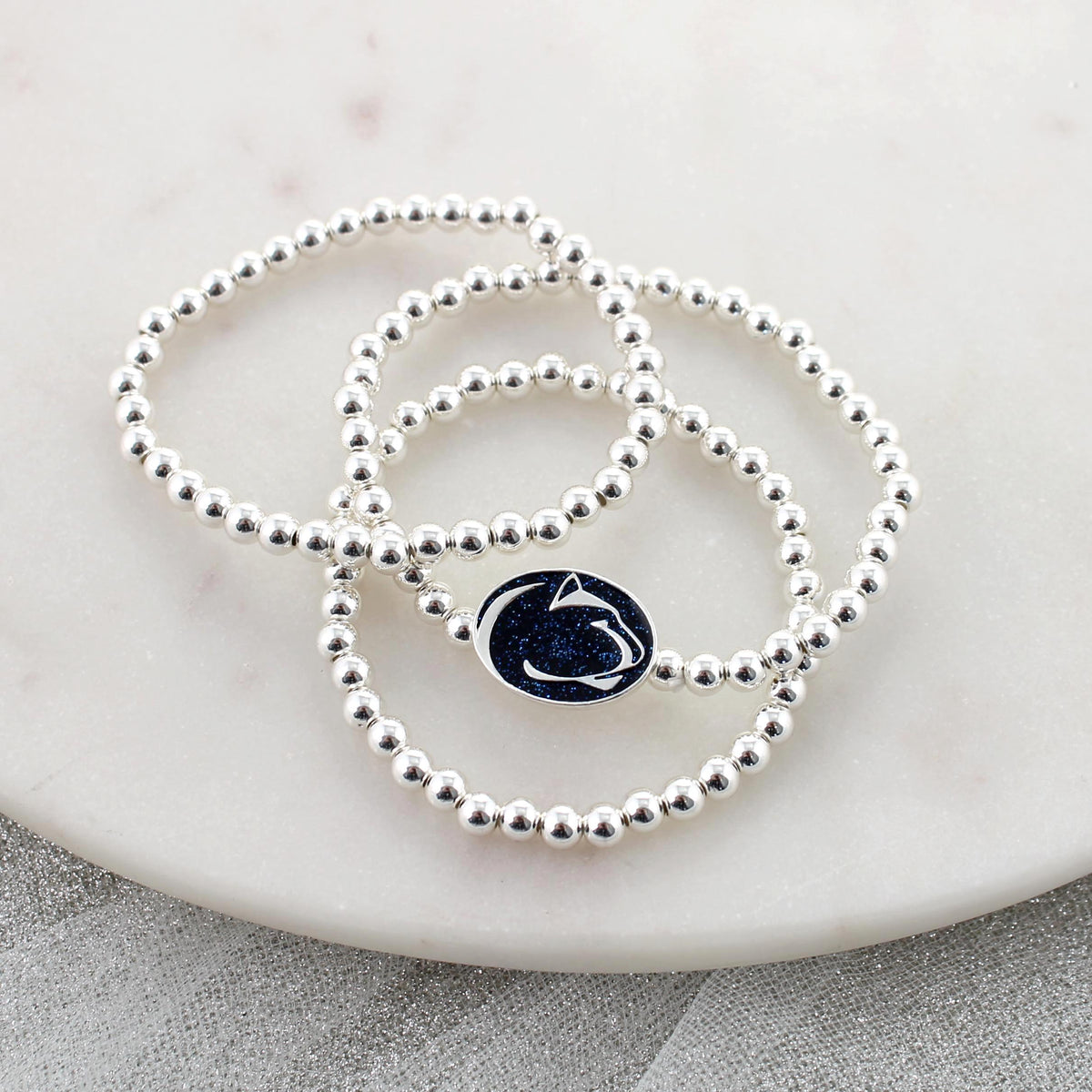 Penn State Glitter Enamel Logo Stretch Bracelet Set