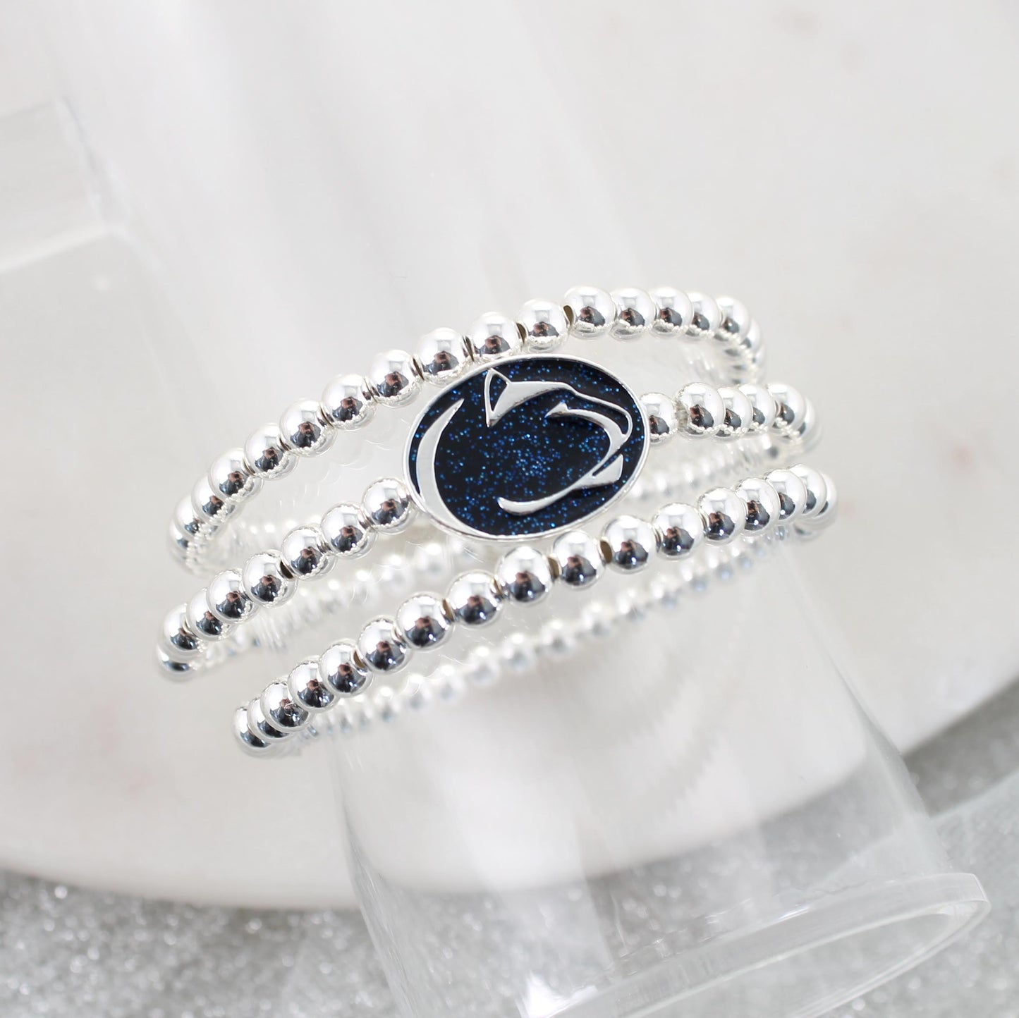 Penn State Glitter Enamel Logo Stretch Bracelet Set