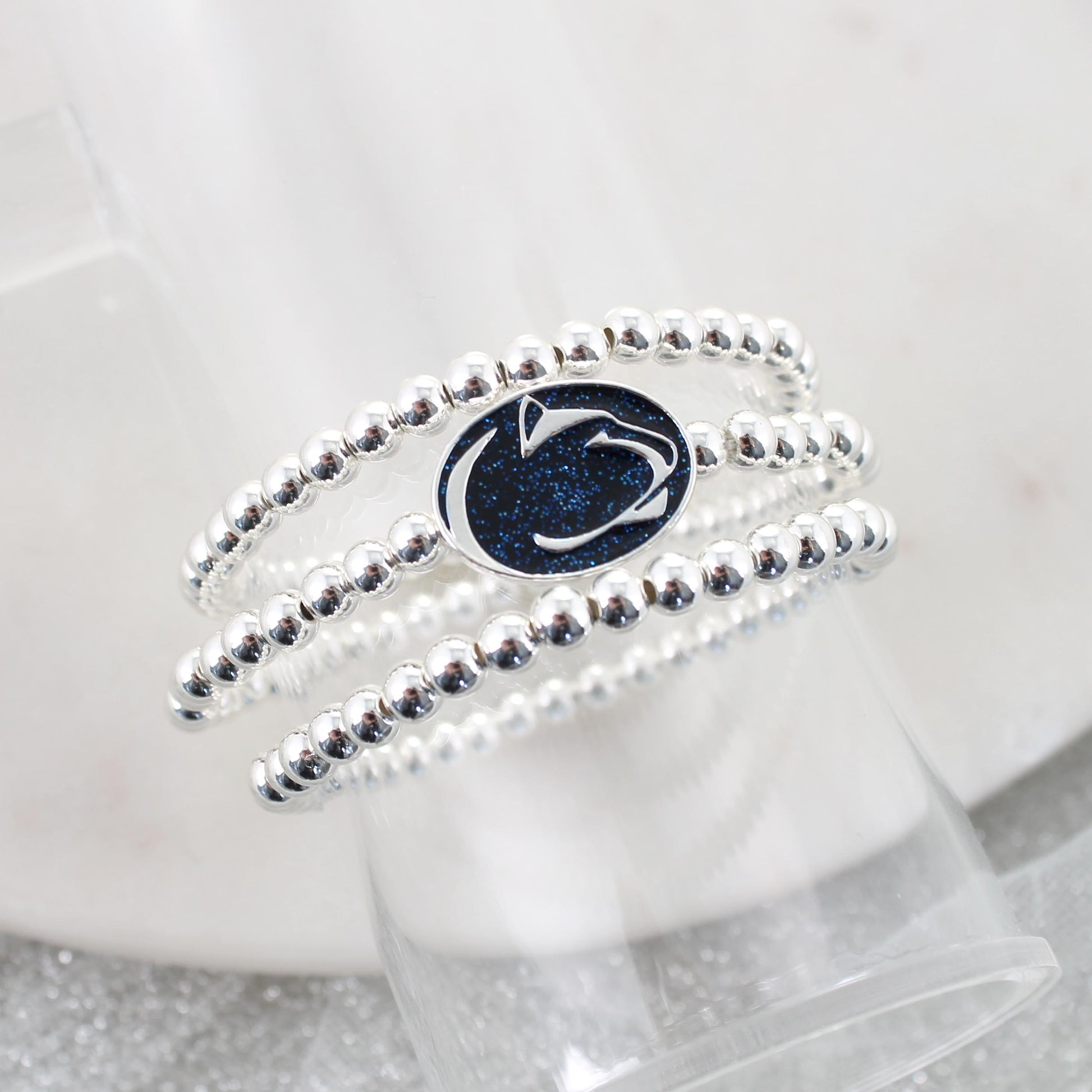 Penn State Glitter Enamel Logo Stretch Bracelet Set