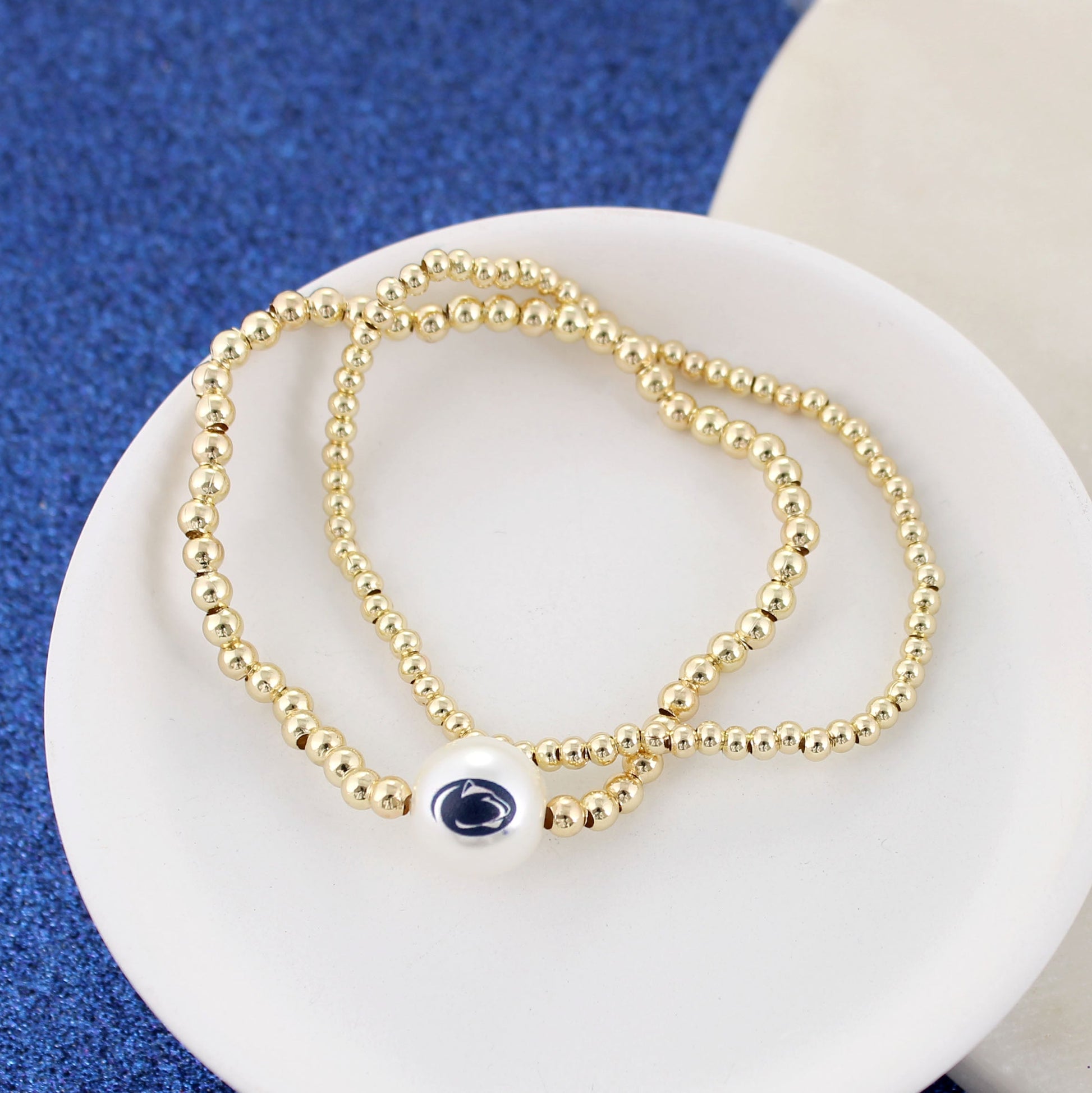 Penn State Gold & Pearl Logo Stretch Bracelet Set