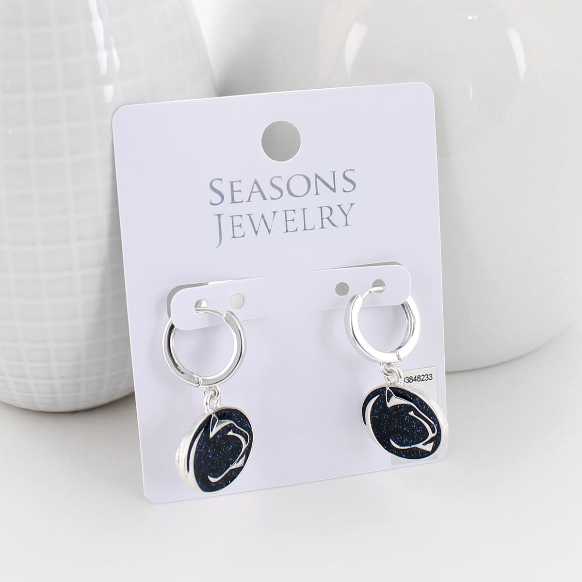 Penn State Glitter Enamel Logo Huggie Hoop Earrings