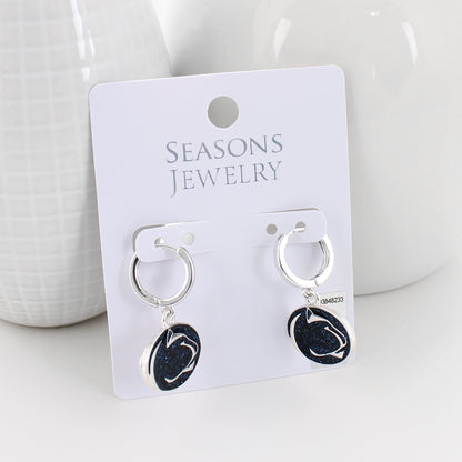 Penn State Glitter Enamel Logo Huggie Hoop Earrings
