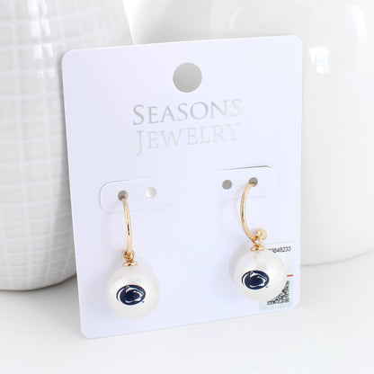 Penn State Pearl Logo Hoop Earrings