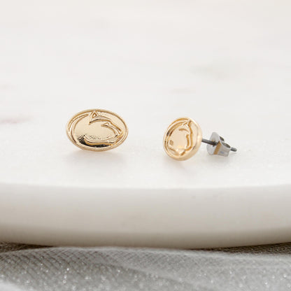 Penn State Shiny Gold Logo Stud Earrings