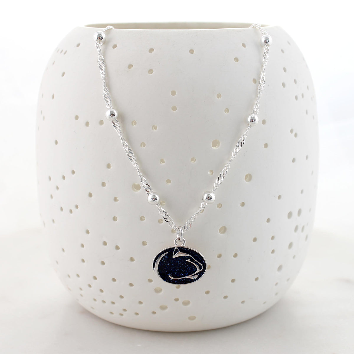 Penn State Glitter Enamel Logo Necklace