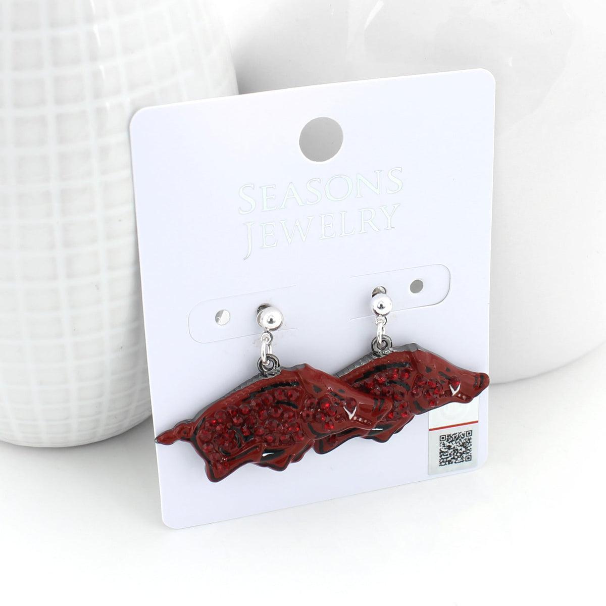 Arkansas Crystal Logo Earrings