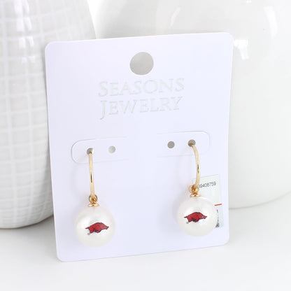 Arkansas Pearl Logo Hoop Earrings