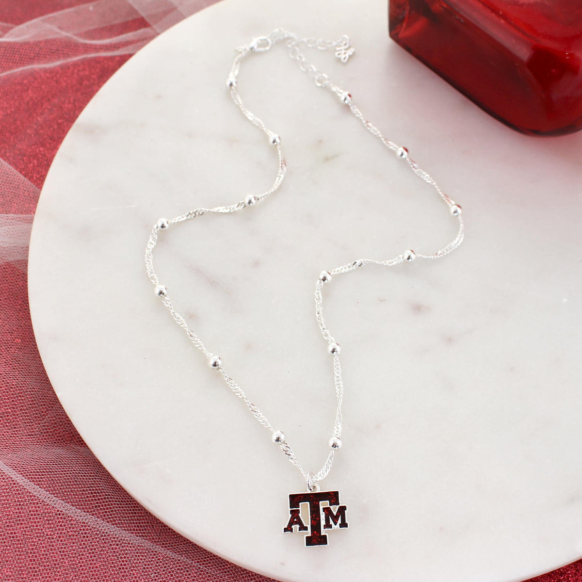 Texas A&M Glitter Enamel Logo Necklace