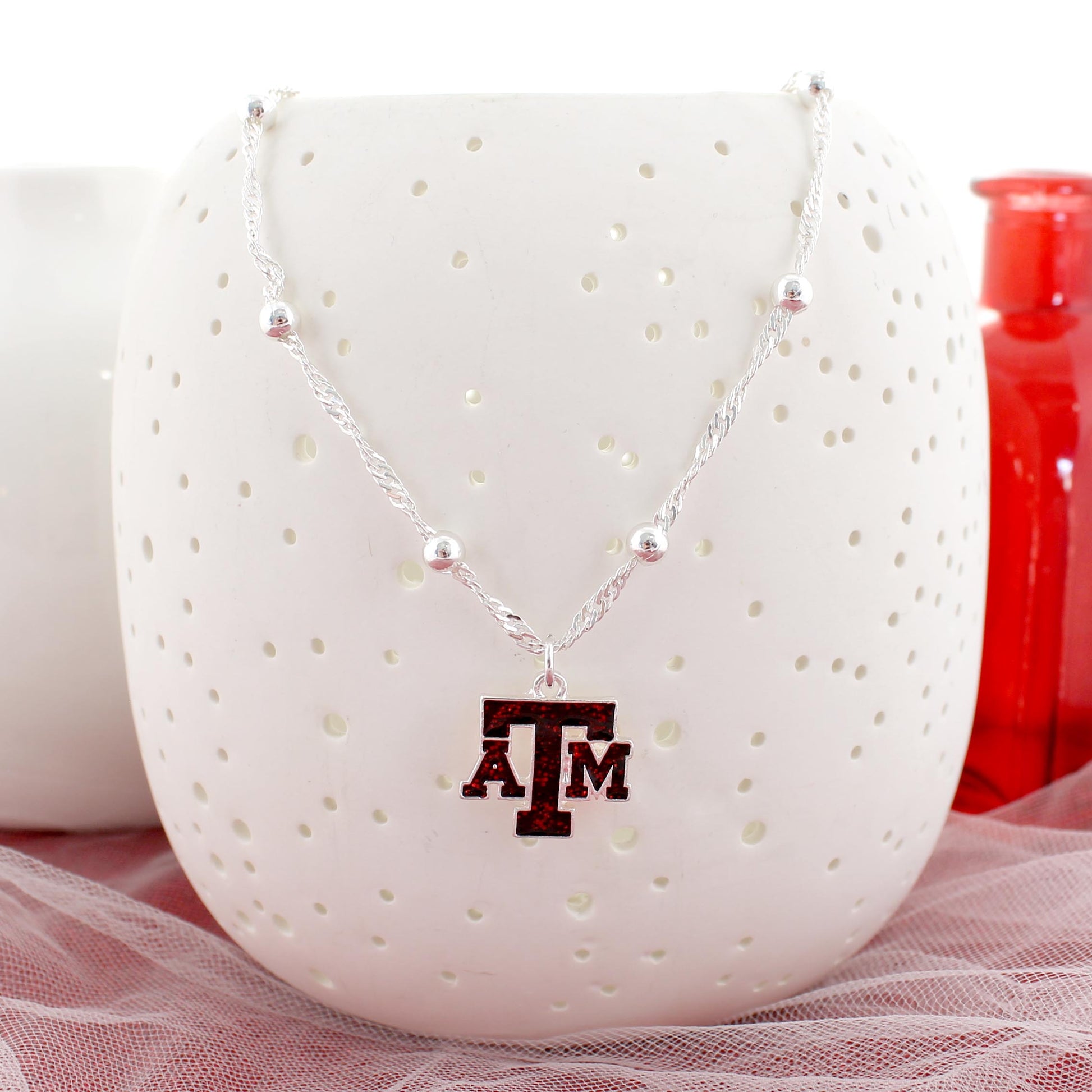Texas A&M Glitter Enamel Logo Necklace