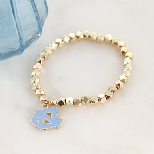 North Carolina Gold Stretch Bracelet w/Enamel Logo