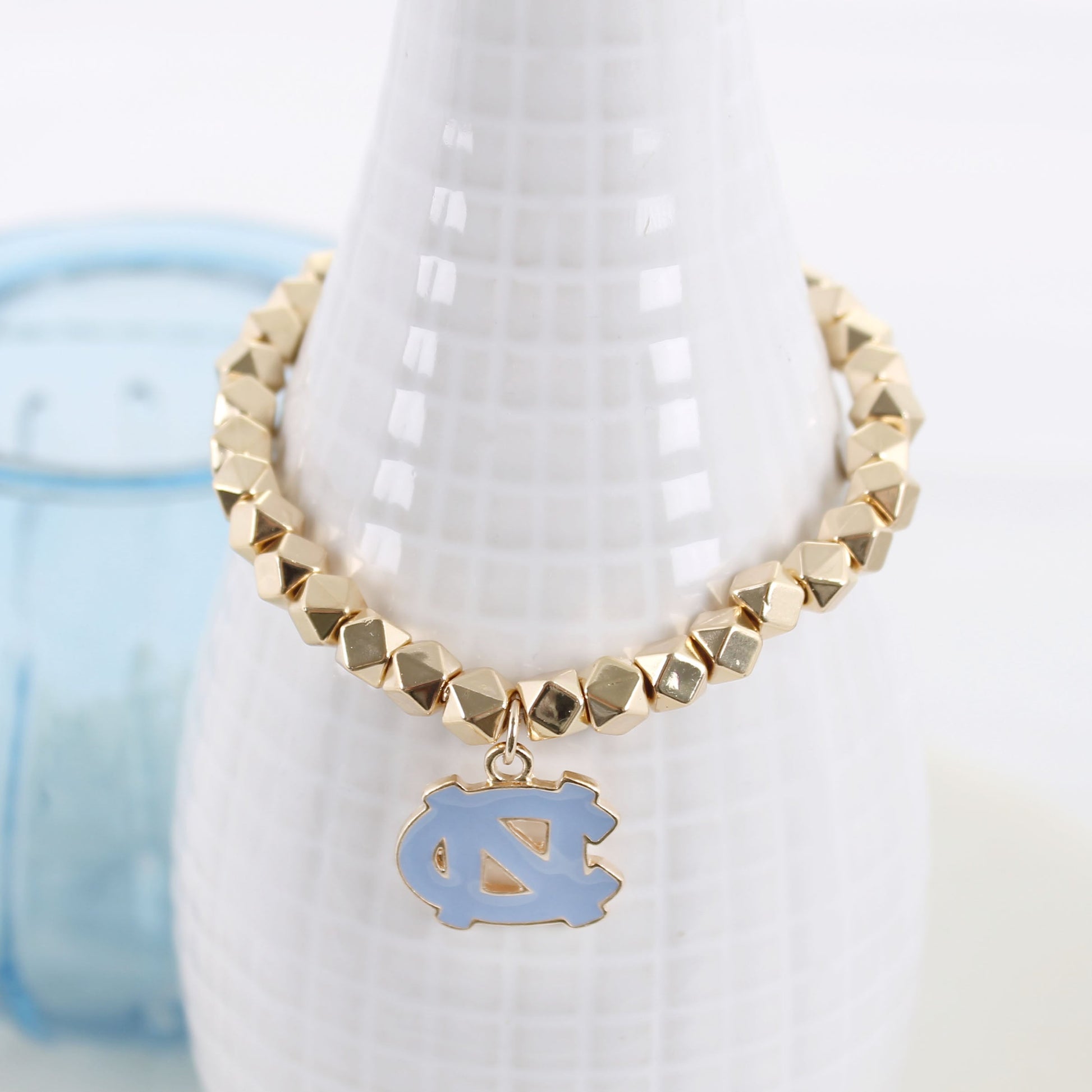 North Carolina Gold Stretch Bracelet w/Enamel Logo