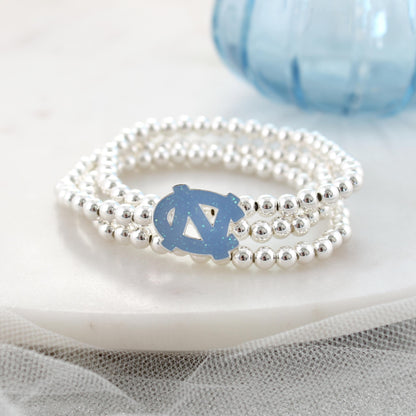 North Carolina Glitter Enamel Logo Stretch Bracelet Set