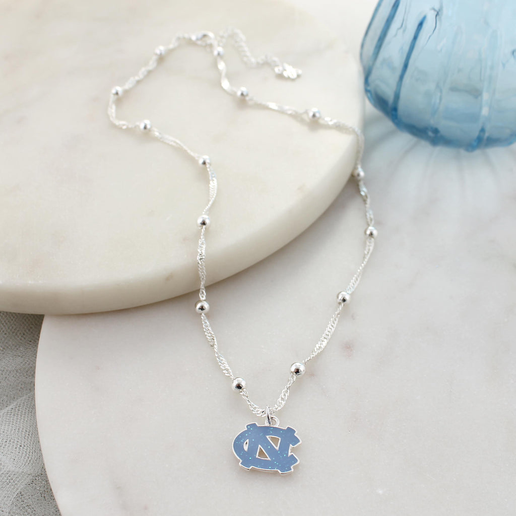 North Carolina Glitter Enamel Logo Necklace