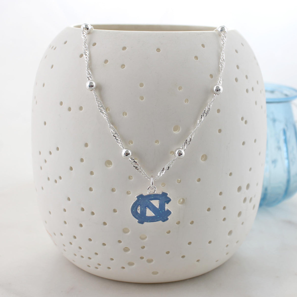 North Carolina Glitter Enamel Logo Necklace