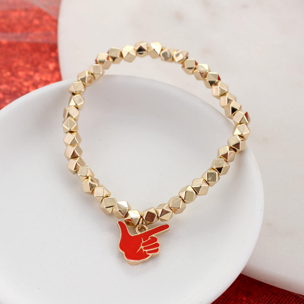Texas Tech Gold Stretch Bracelet w/Enamel Logo