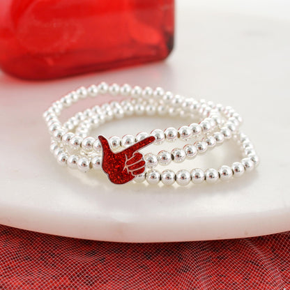 Texas Tech Glitter Enamel Logo Stretch Bracelet Set