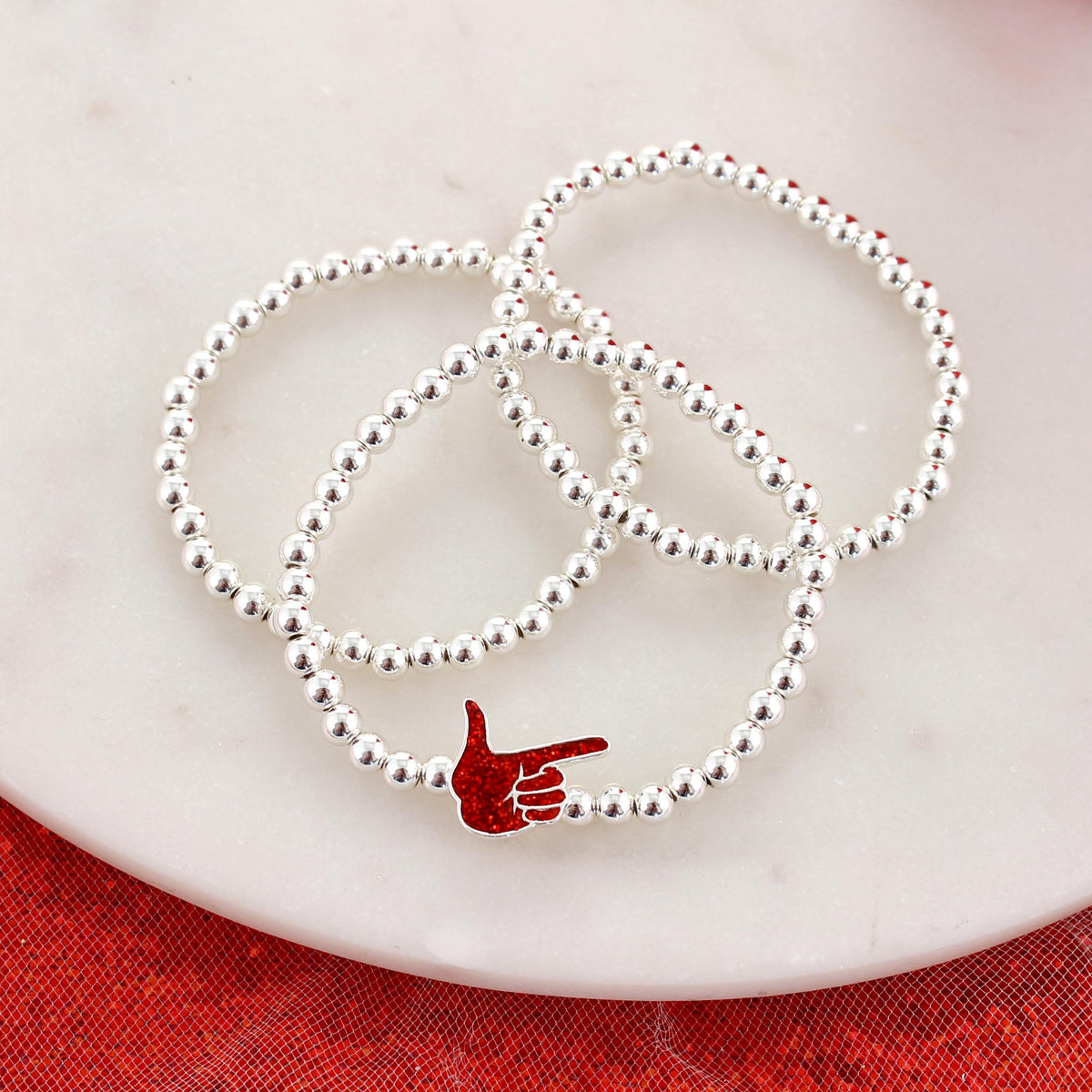Texas Tech Glitter Enamel Logo Stretch Bracelet Set