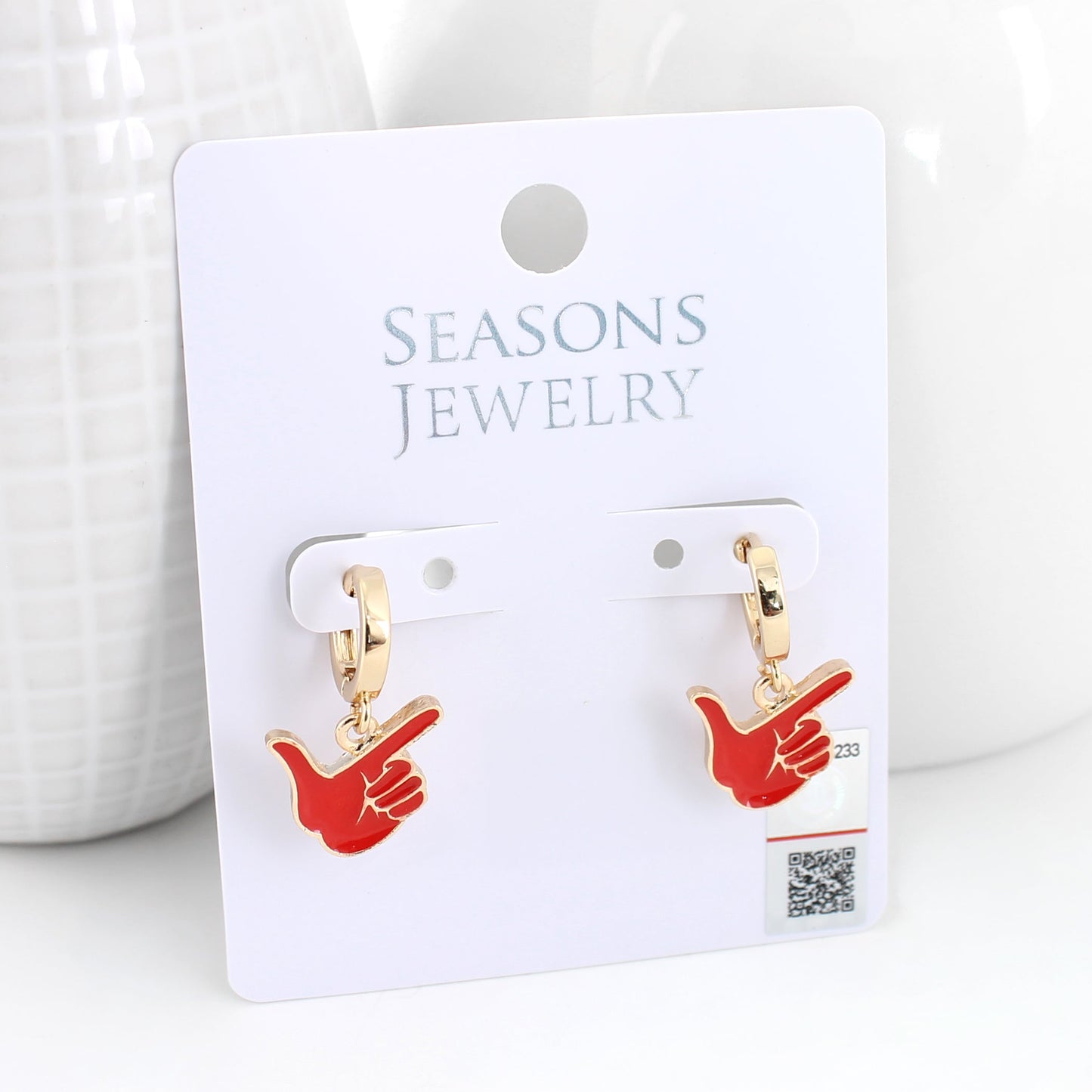 Texas Tech Huggie Hoop Earrings w/ Enamel Logo