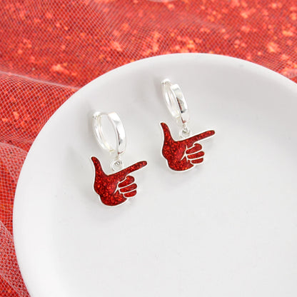 Texas Tech Glitter Enamel Logo Huggie Hoop Earrings