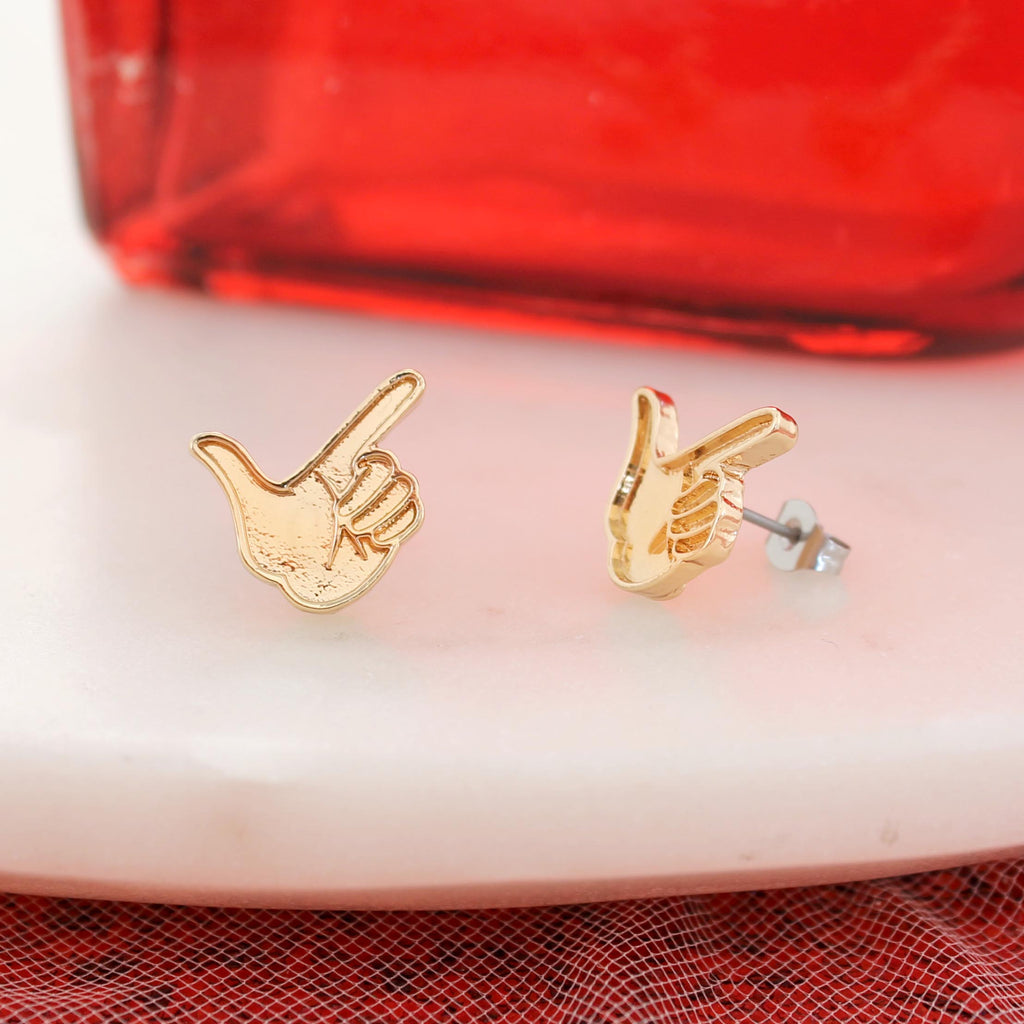 Texas Tech Shiny Gold Logo Stud Earrings