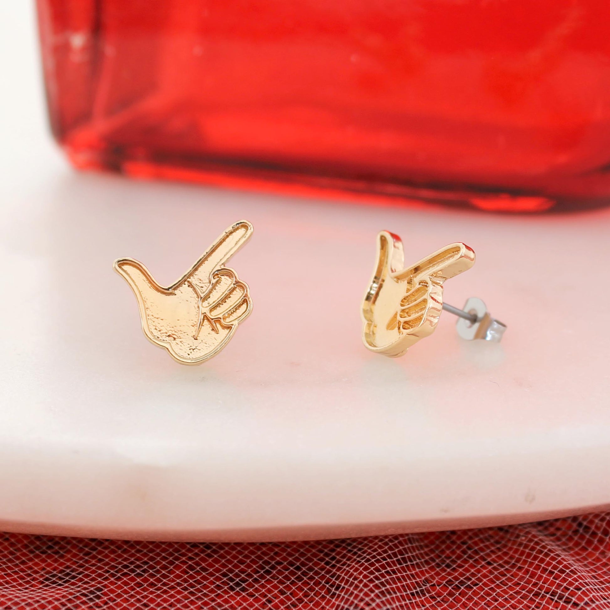 Texas Tech Shiny Gold Logo Stud Earrings