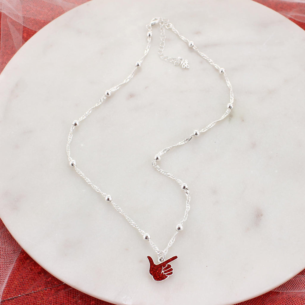 Texas Tech Glitter Enamel Logo Necklace