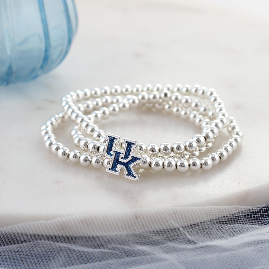 Kentucky Glitter Enamel Logo Stretch Bracelet Set