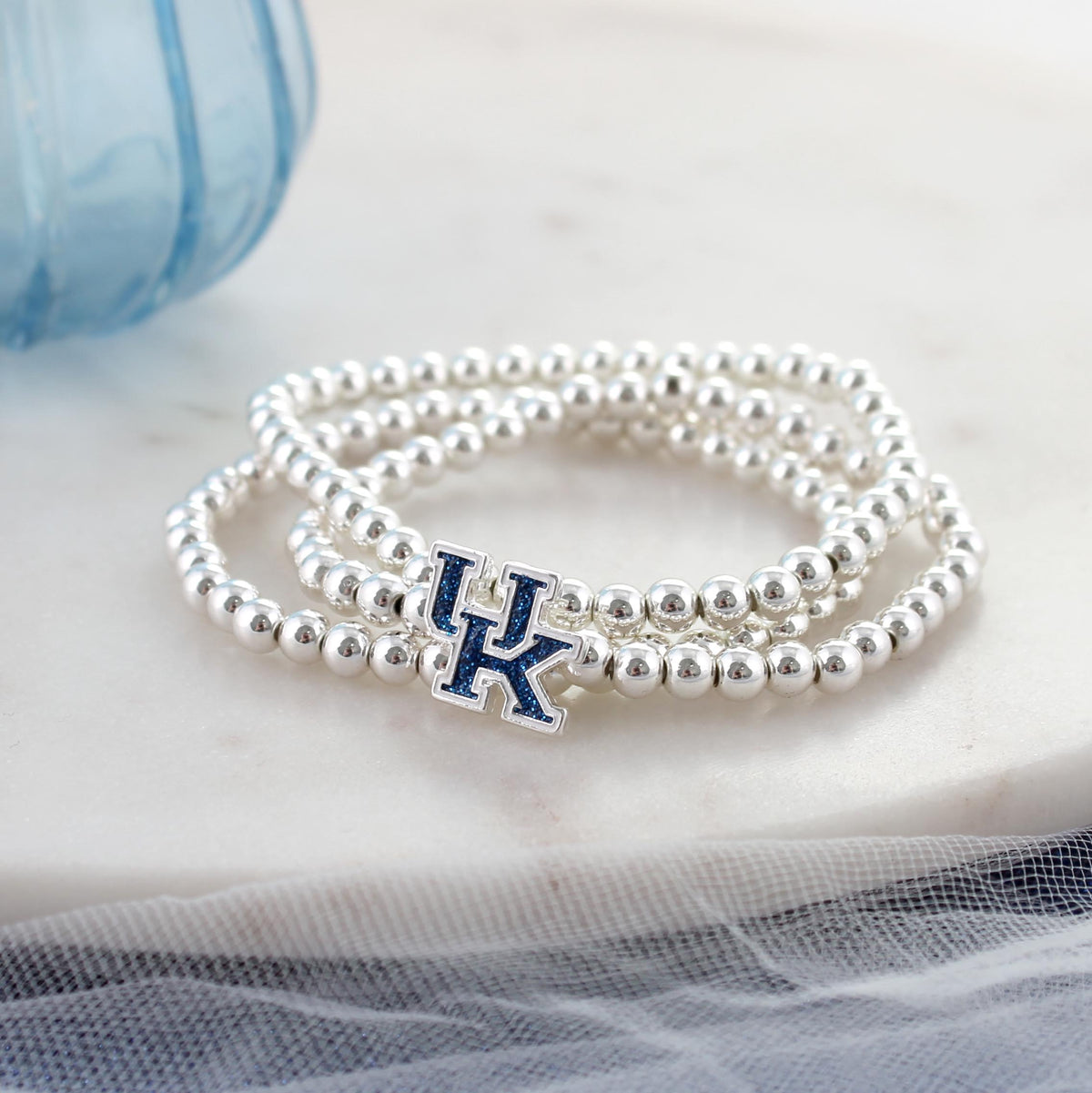 Kentucky Glitter Enamel Logo Stretch Bracelet Set
