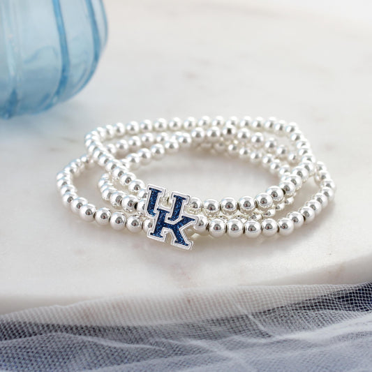Kentucky Glitter Enamel Logo Stretch Bracelet Set