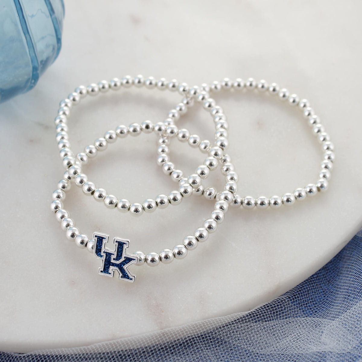 Kentucky Glitter Enamel Logo Stretch Bracelet Set