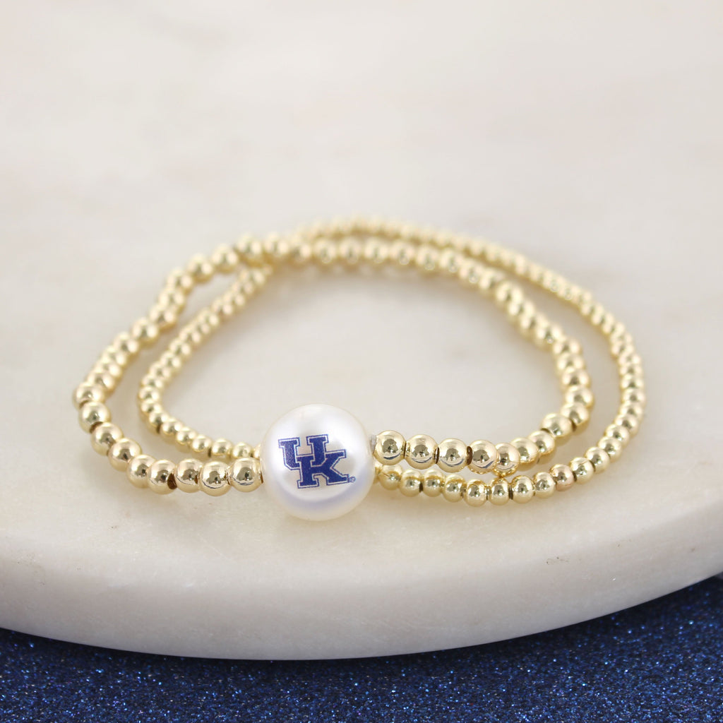 Kentucky Gold & Pearl Logo Stretch Bracelet Set