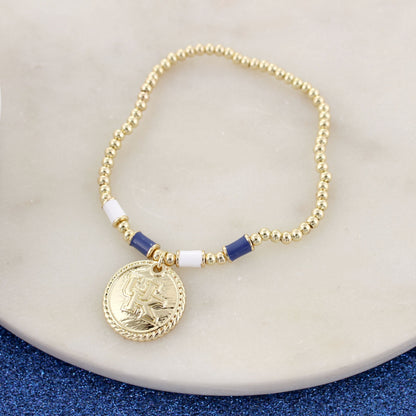 Kentucky Gold & Tube Bead Stretch Bracelet