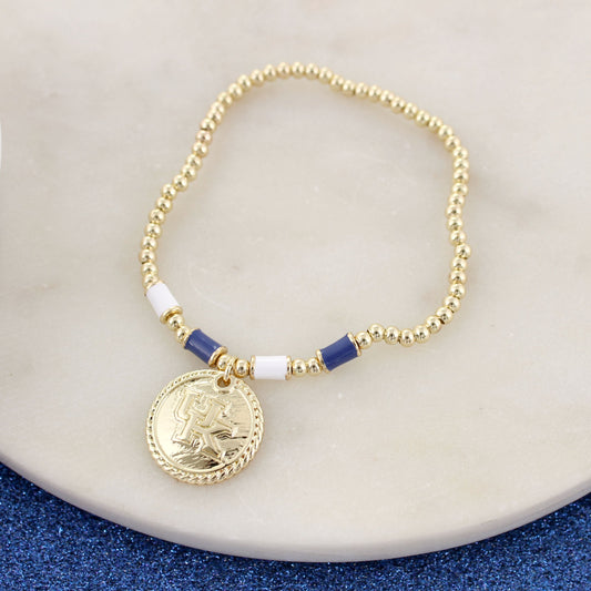 Kentucky Gold & Tube Bead Stretch Bracelet