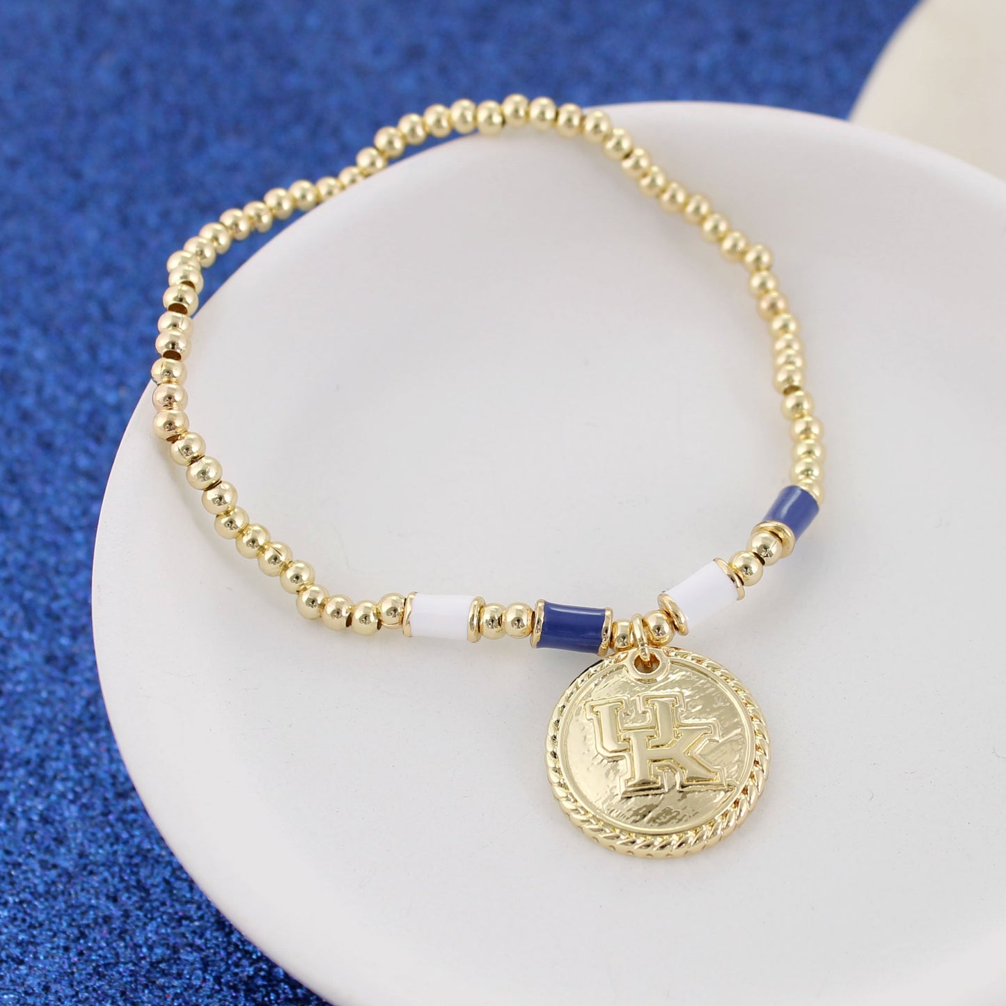 Kentucky Gold & Tube Bead Stretch Bracelet